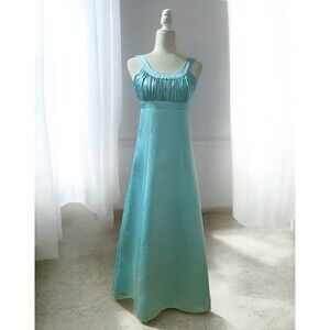 David’s Bridal JB3555 Junior Bridesmaid A-line Gown Pool Blue Aqua Sz 12